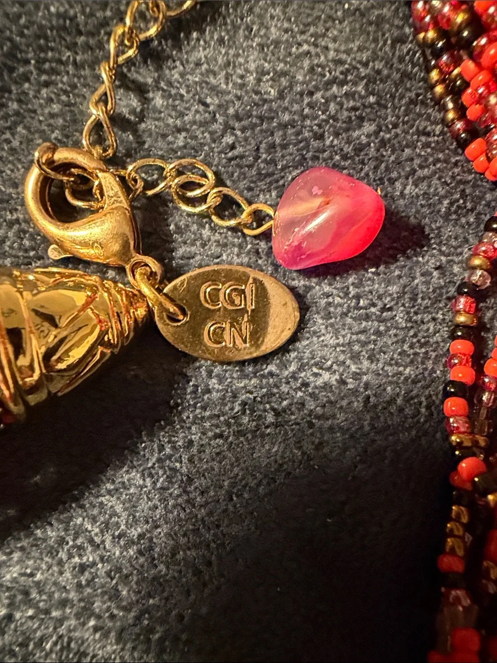 Pink Agate Pendant Multi-Strand Beaded Necklace